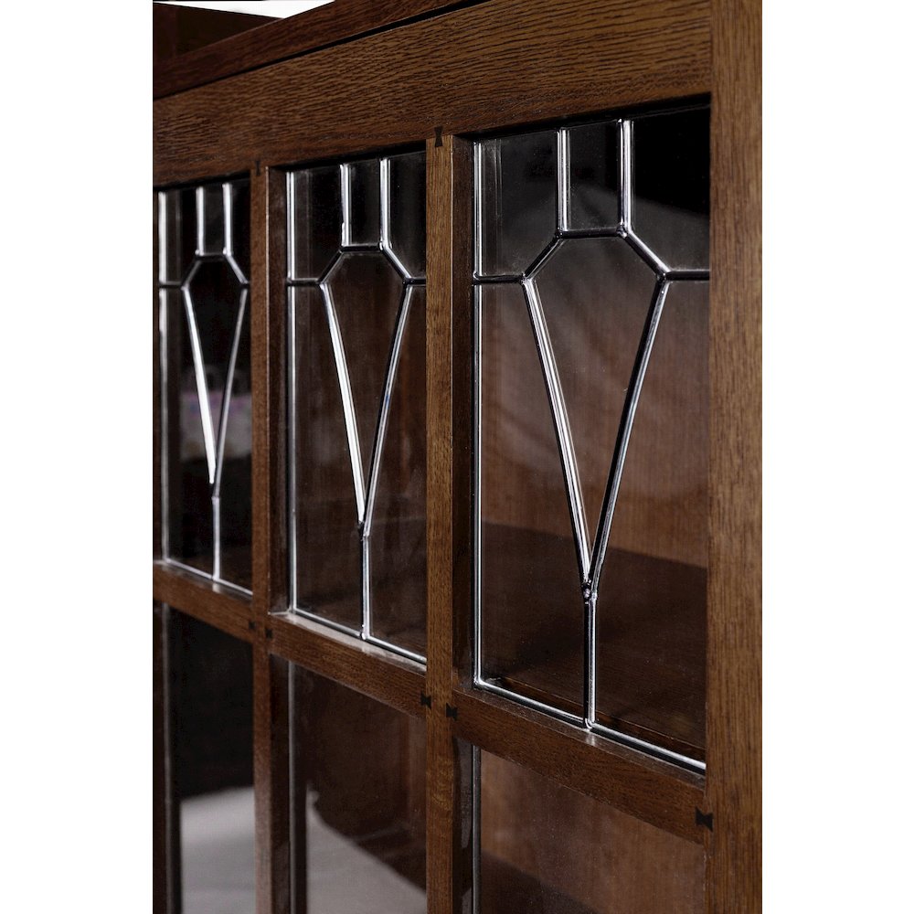 Mission Leaded Glass Bookcase with Lock & Key - Walnut. Picture 3