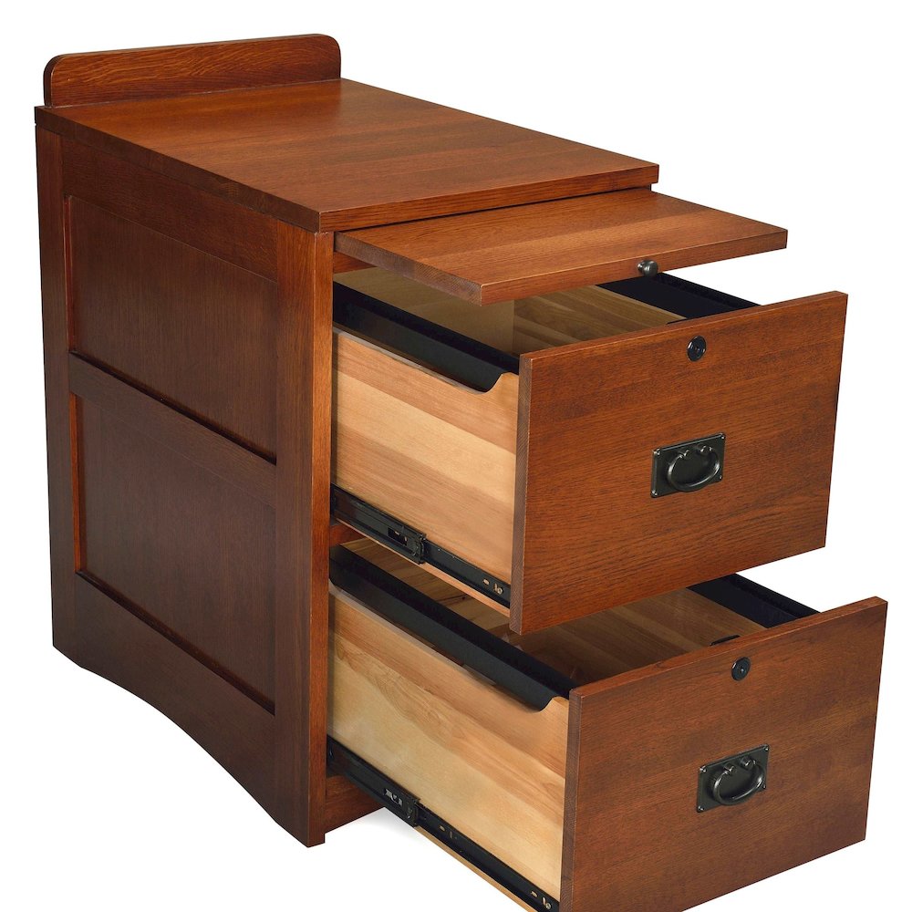 Mission Oak 2 Drawer File Cabinet W/ Writing Tray - Michael's Cherry. Picture 3