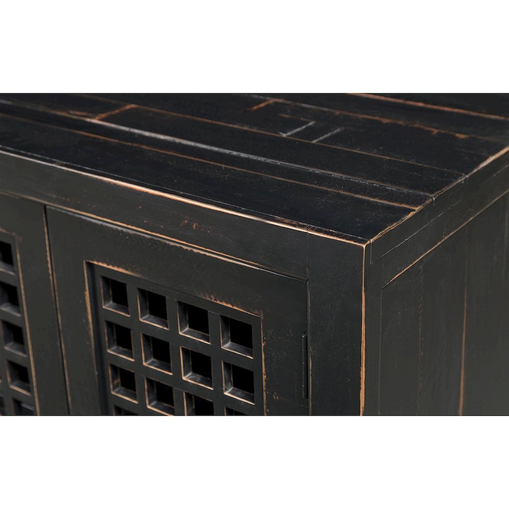 Asbury 6 Door Antiqued Black Sideboard - 88". Picture 3