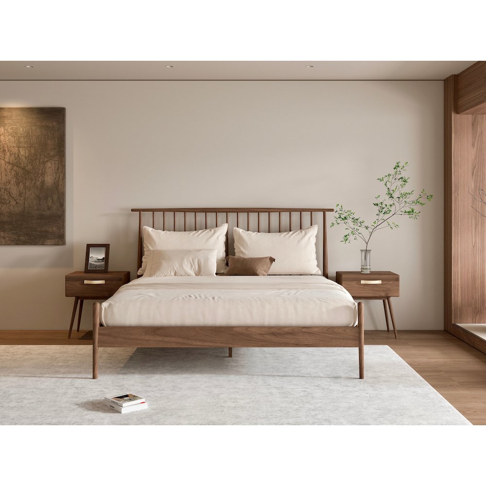 Isabella Midcentury King Bed - Solid Black Walnut. Picture 2