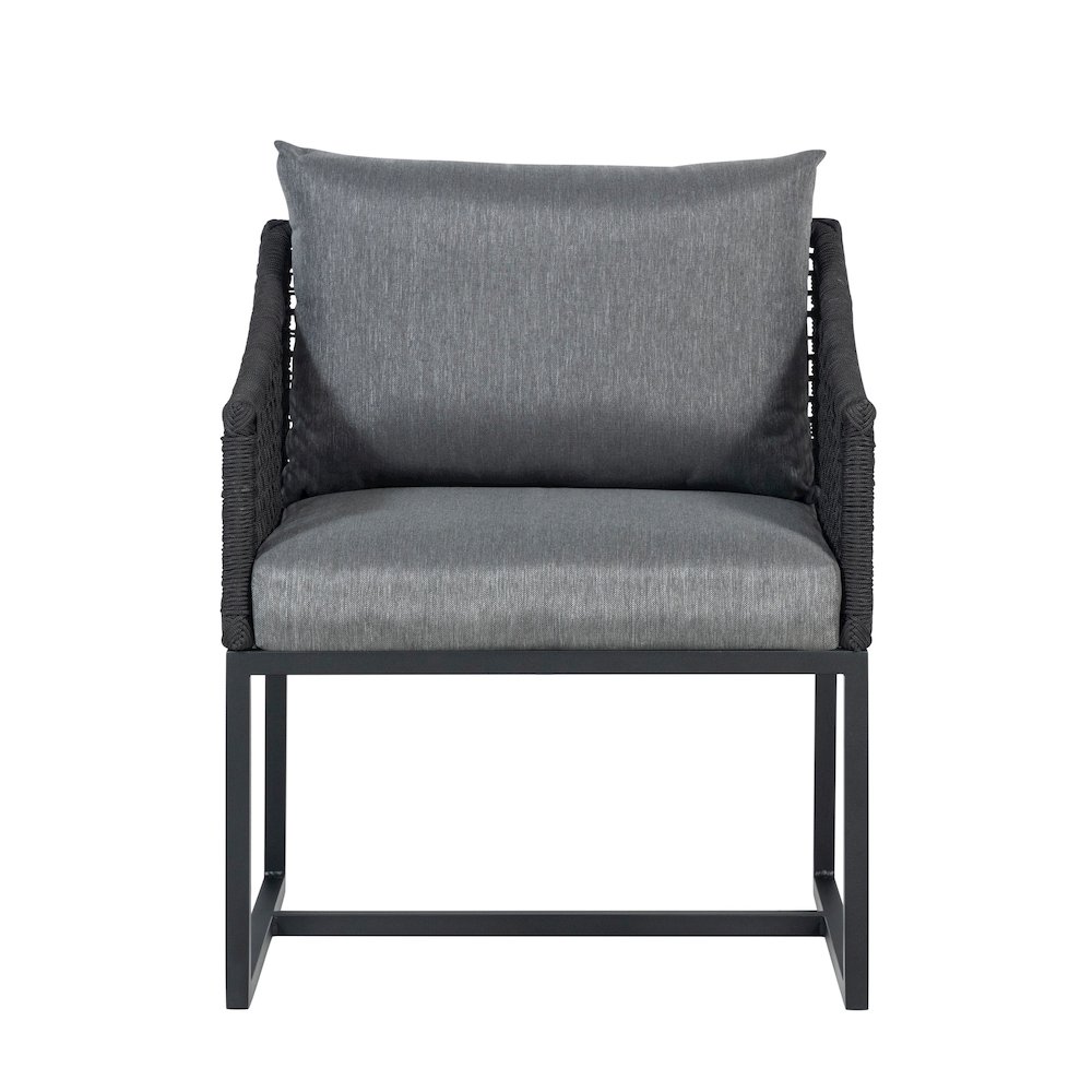 Pair of Sardinia Outdoor Aluminum Dining Chair with Rope Design - Black. Picture 3