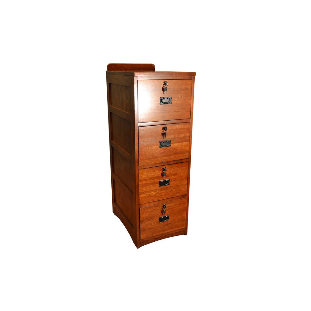 Mission Solid Oak 4 Drawer File Cabinet - Michael's Cherry. Picture 1