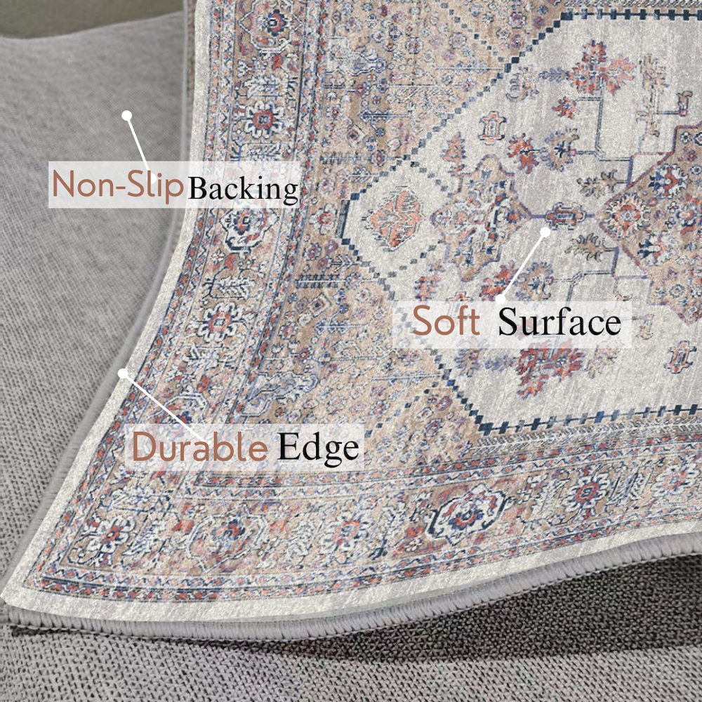 Area Rug Ultra Soft Washable Rug, Non Slip, Stain Resistant Rugs (2'7" x 9'). Picture 4