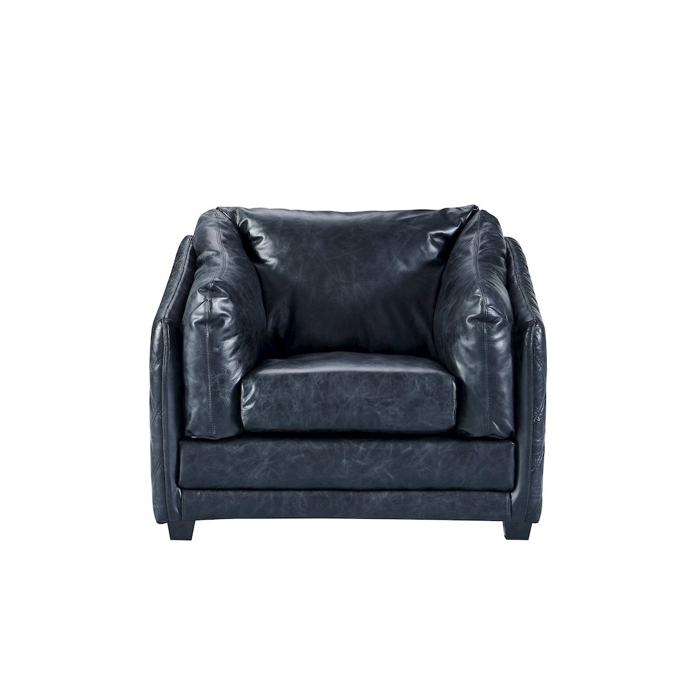 Waco Rustic Modern Arm Chair - Slate Leather. Picture 1