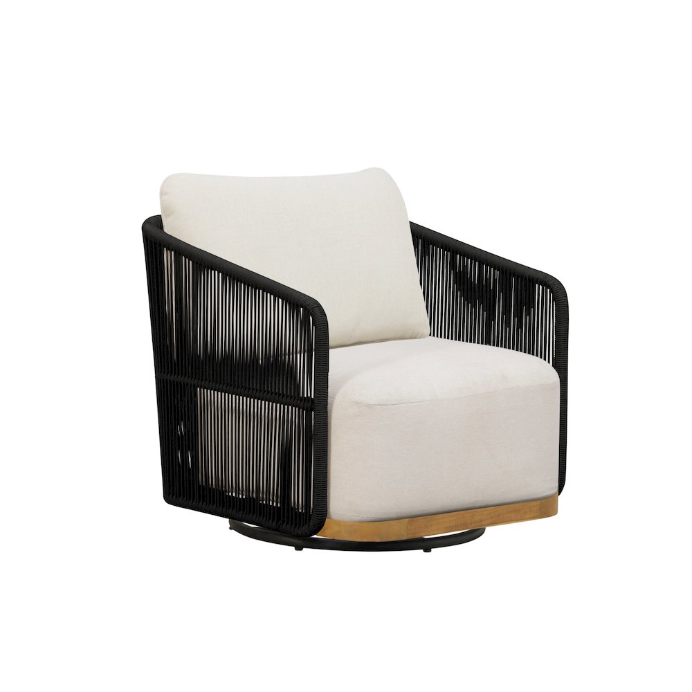 Alpine Teak Wood Modern Swivel Outdoor Arm Chair – Black. Picture 1