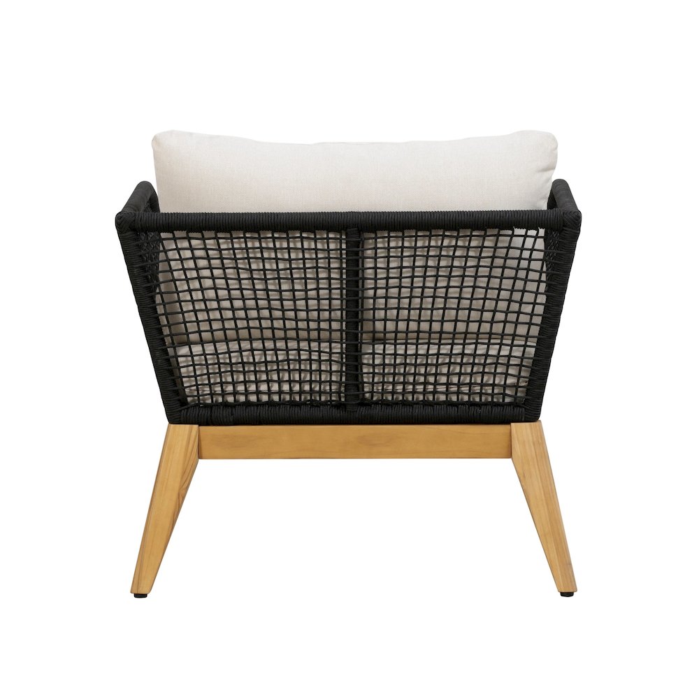 Cypress Teak Wood Outdoor Arm Chair with Black Rope Design. Picture 5