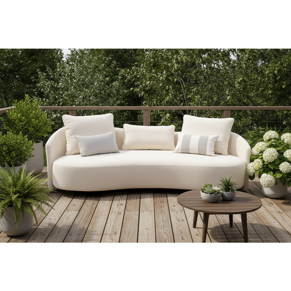 Serene Outdoor Sofa 91" – Cream Bouclé All-Weather. Picture 7