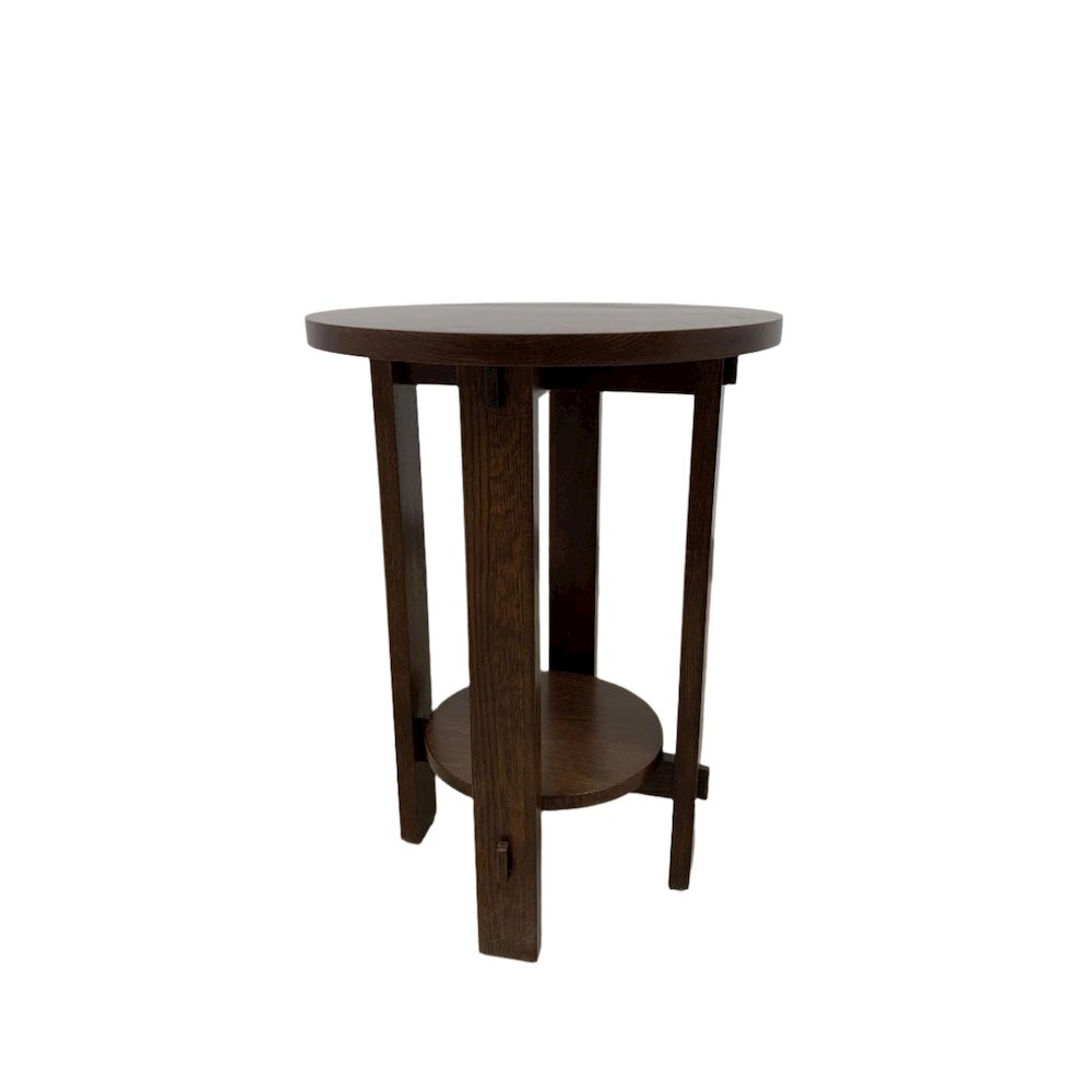 Mission Style Oak Round End Table - Michael's Cherry. Picture 2