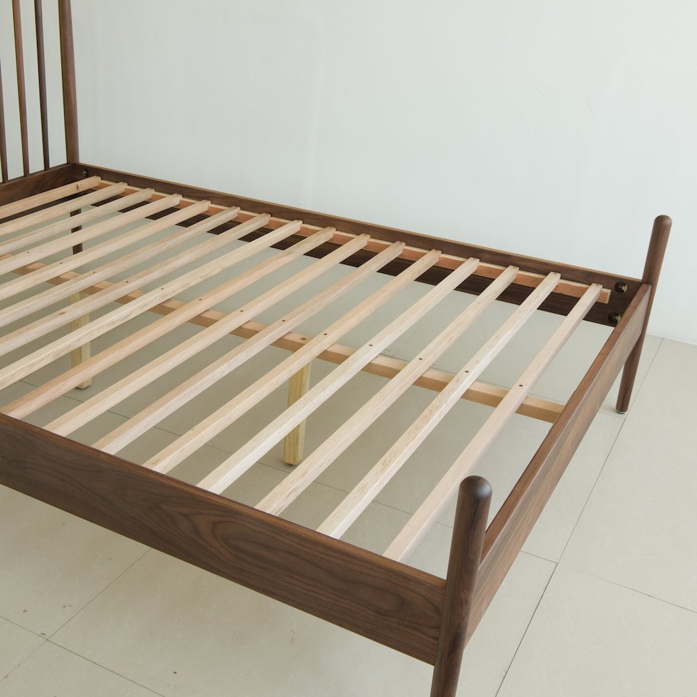 Midcentury Queen Bed - American Solid Black Walnut. Picture 3