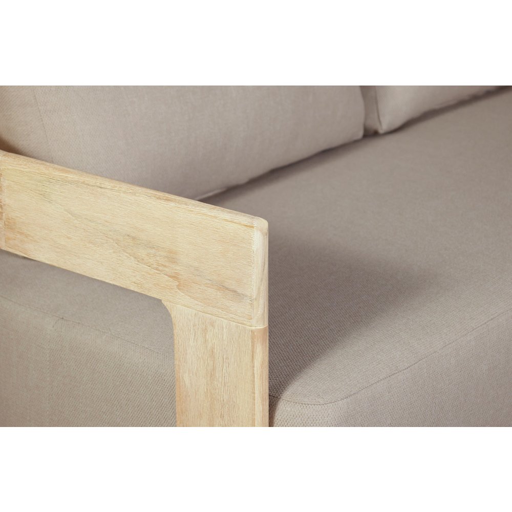 Eclipse Outdoor Solid Teak Wood Love seat Natural - Gray Fabric. Picture 5