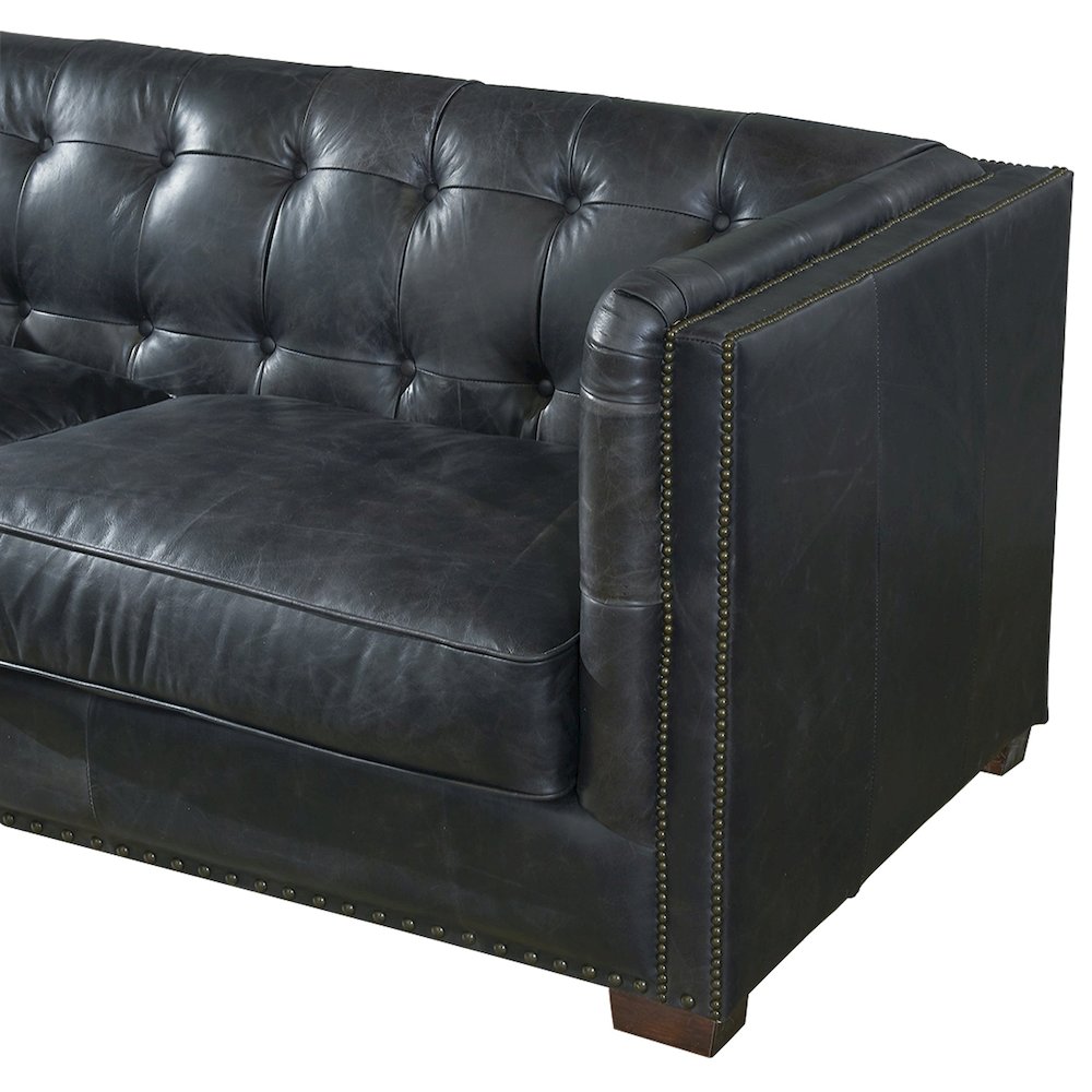 Tuxedo Leather Love Seat - Slate. Picture 3