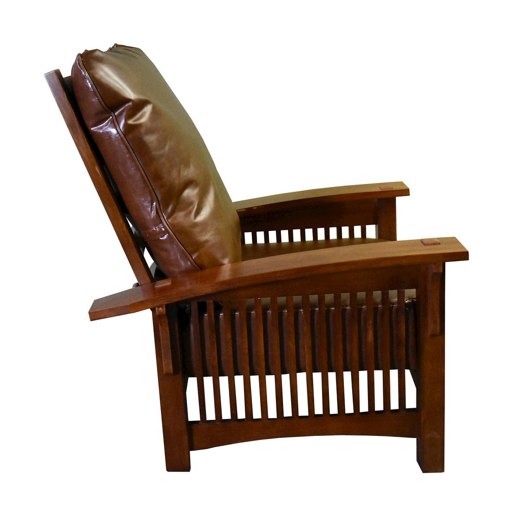Preorder Craftsman / Mission Leather And Oak Morris Chair - Chestnut. Picture 2