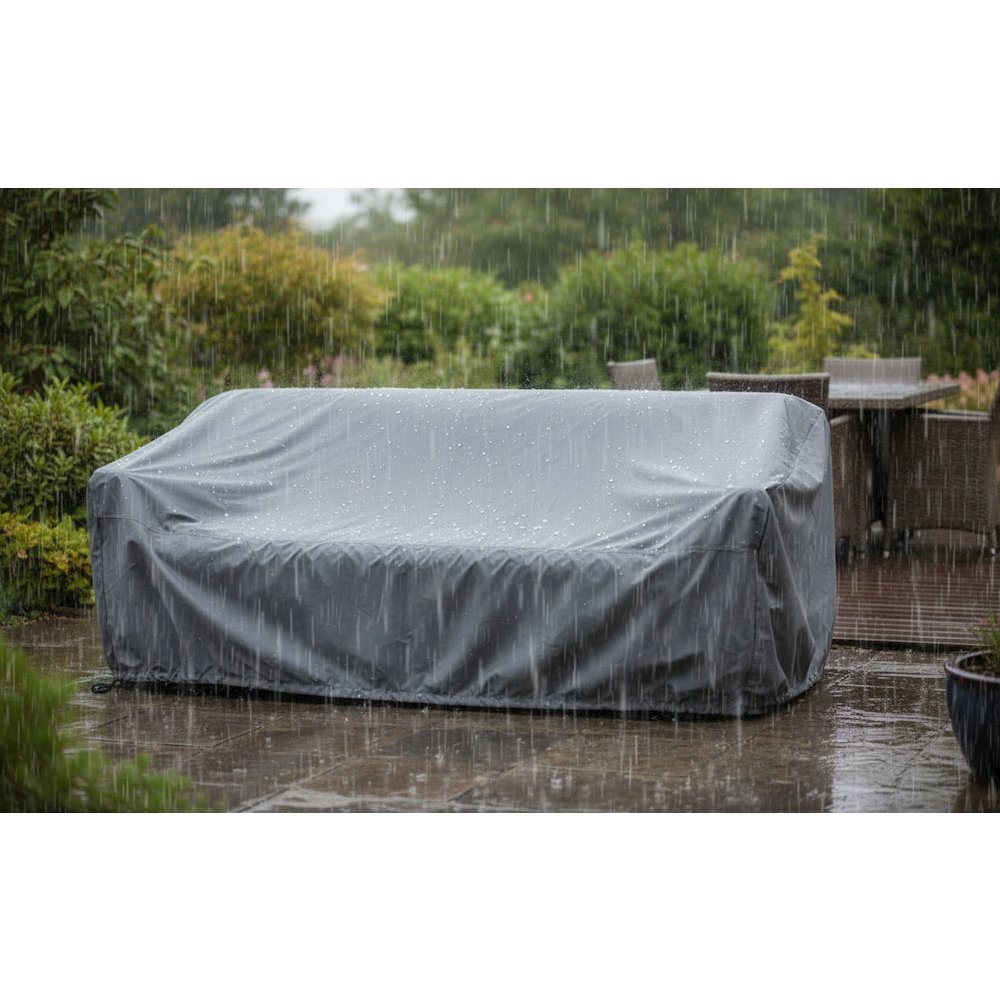 Serene Outdoor Sofa - 83", Cream Bouclé All-Weather. Picture 6