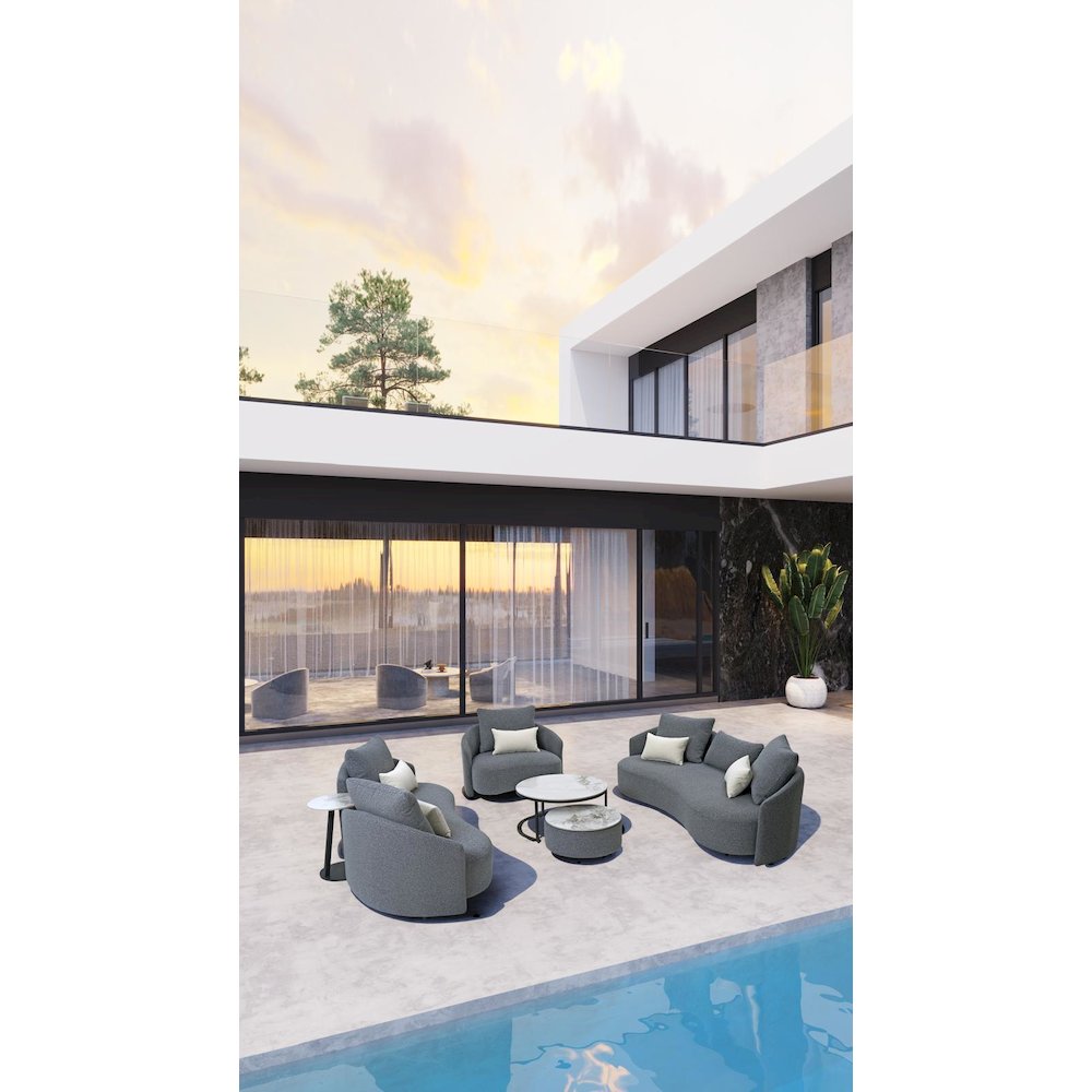 Serene Outdoor Modern Sofa 91" – Soft Gray Bouclé. Picture 2