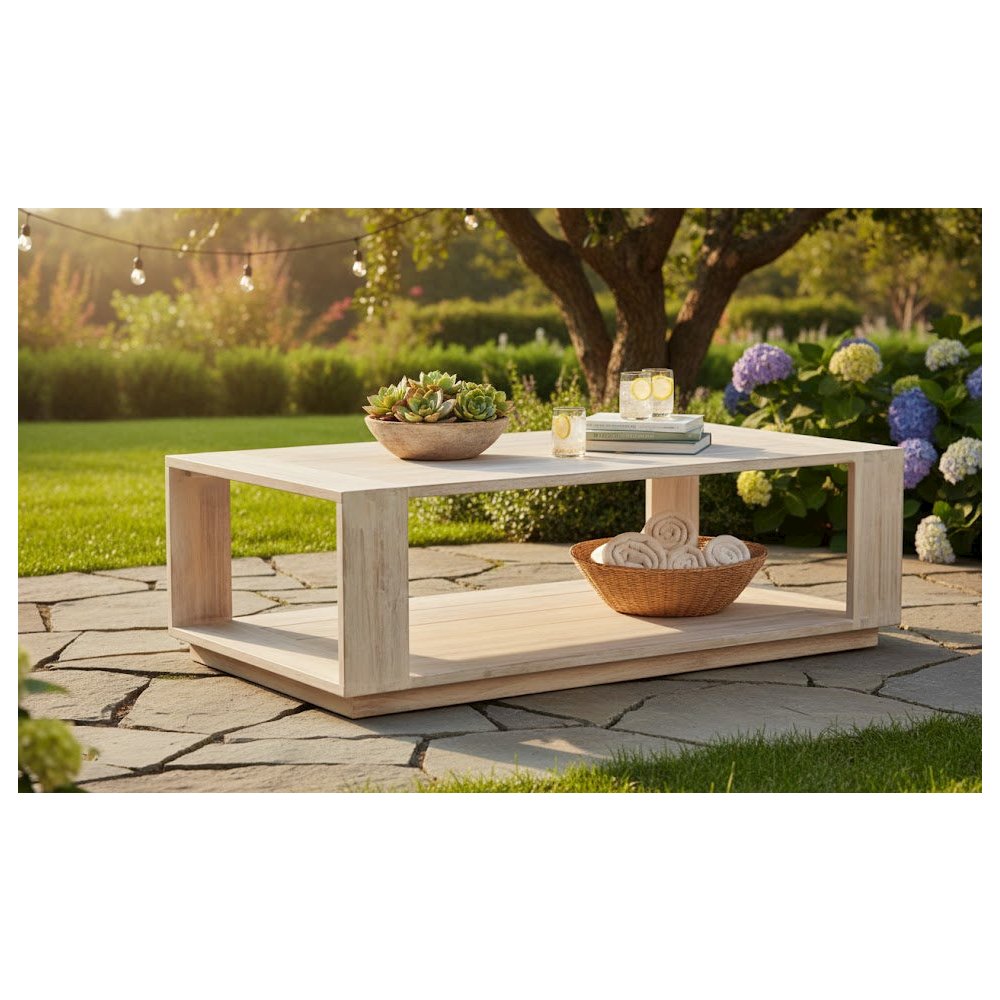 Imperial Grove Outdoor Teak Natural  Coffee Table. Picture 5