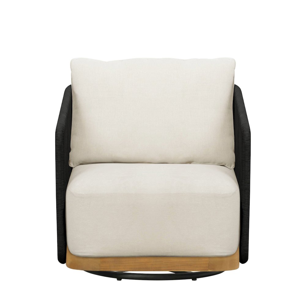 Alpine Teak Wood Modern Swivel Outdoor Arm Chair – Black. Picture 8