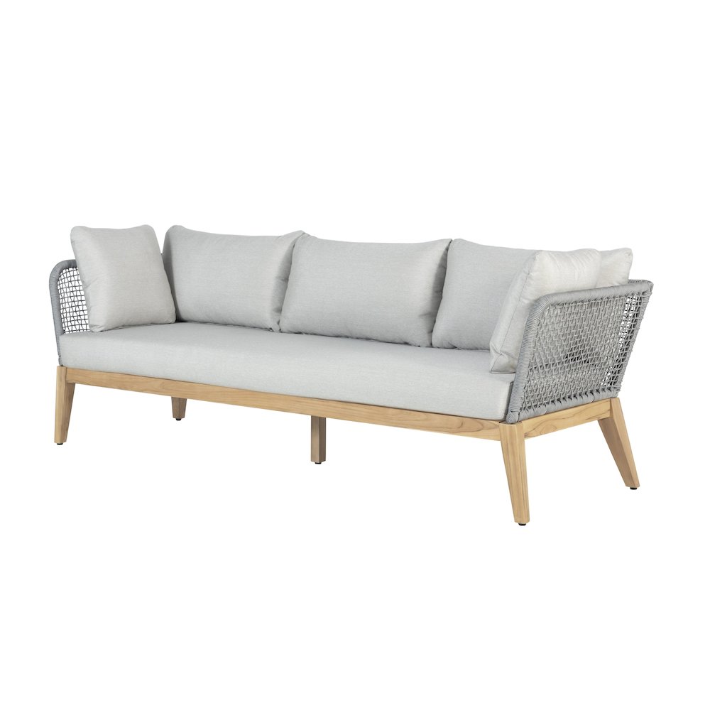 Cypress Teak Wood Sofa with Gray Color Rope Design. Picture 1