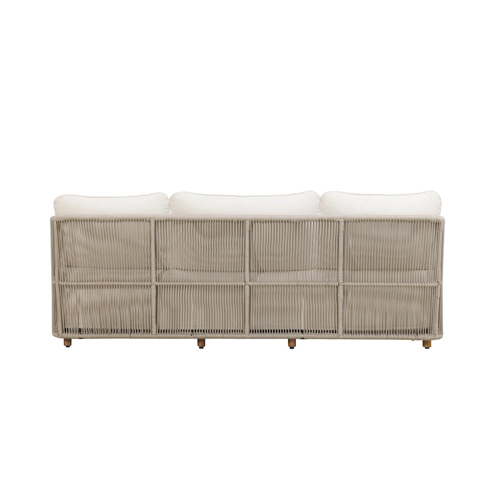 Alpine Teak Wood Outdoor Sofa with Biege Rope Design. Picture 7