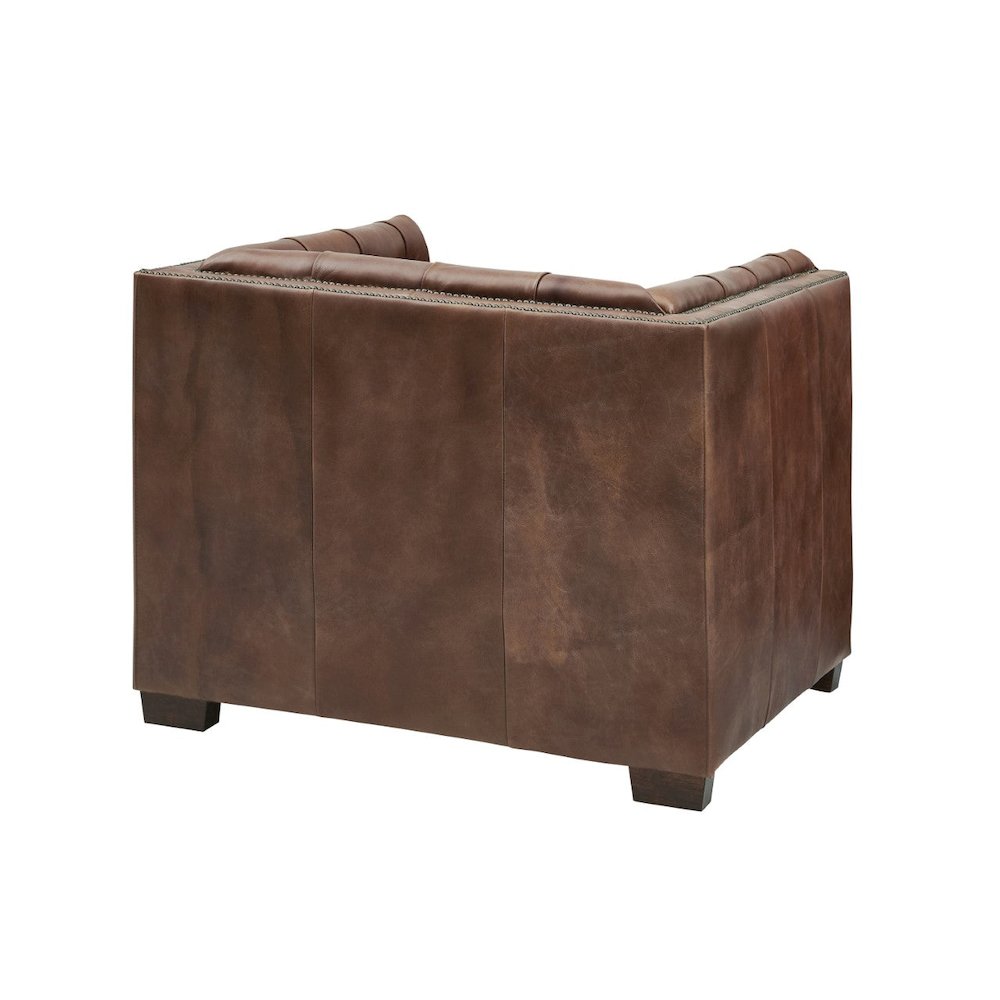 Tuxedo Leather Arm Chair - Bark Brown. Picture 2