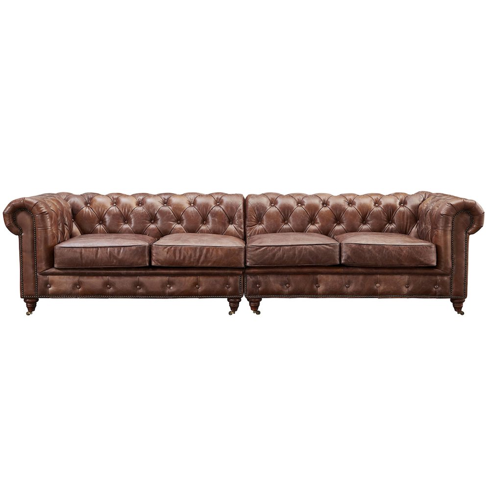 Century Chesterfield Sofa - Dark Brown Leather - 118". Picture 2