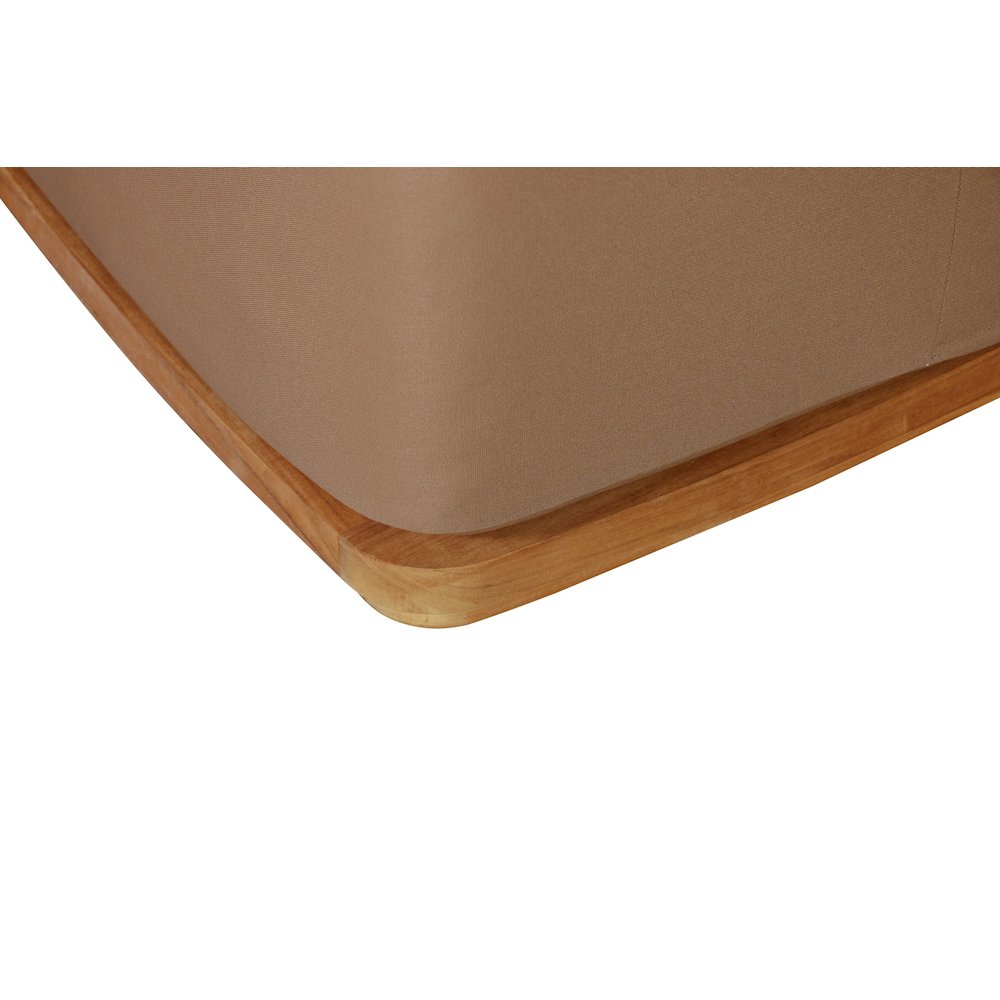 Eclipse Outdoor Solid Teak Wood Ottoman - Light Brown Fabric. Picture 5
