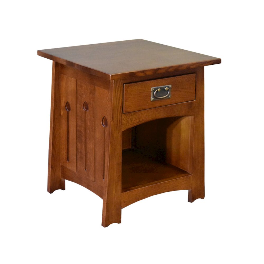 Mission Style Solid Quarter Sawn Oak Keyhole End Table - Michael's Cherry. Picture 1