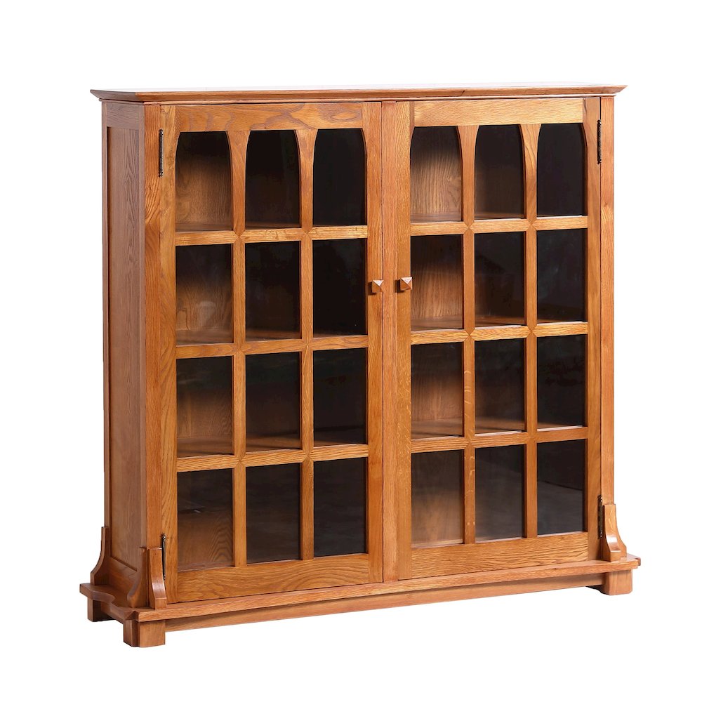 Mission Solid Oak Double Door Bookcase - Michael's Cherry. Picture 2