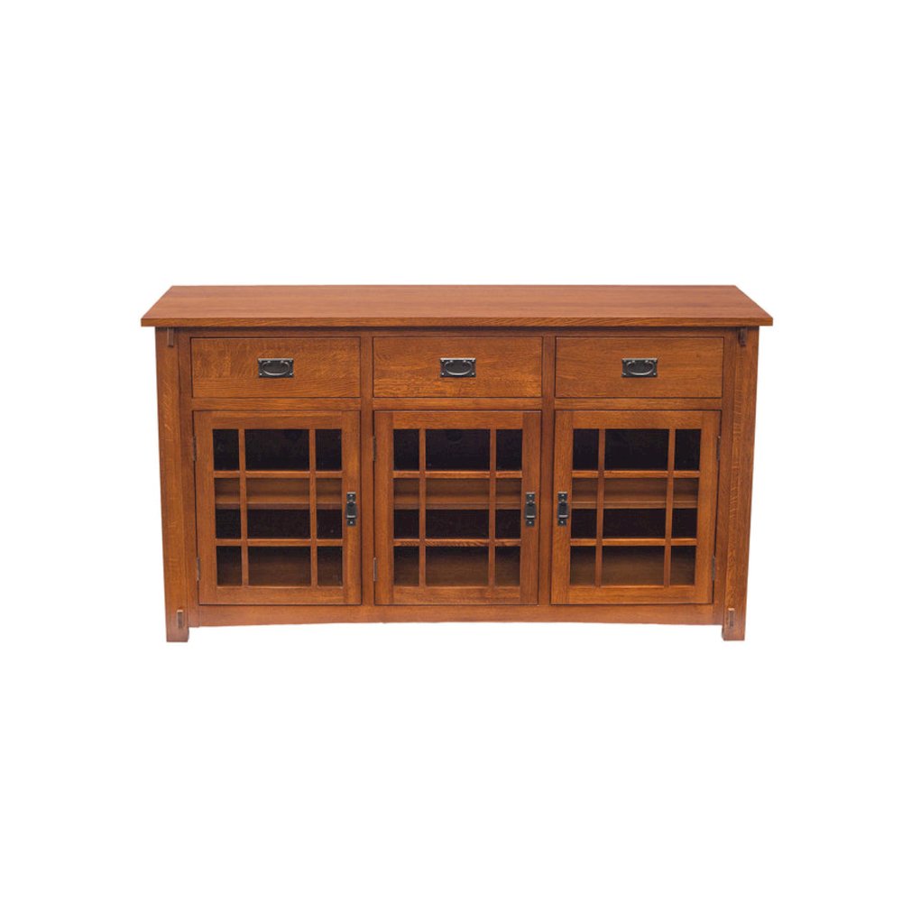 Craftsman Mission Solid Oak Sideboard - 65" - Michael's Cherry. Picture 2