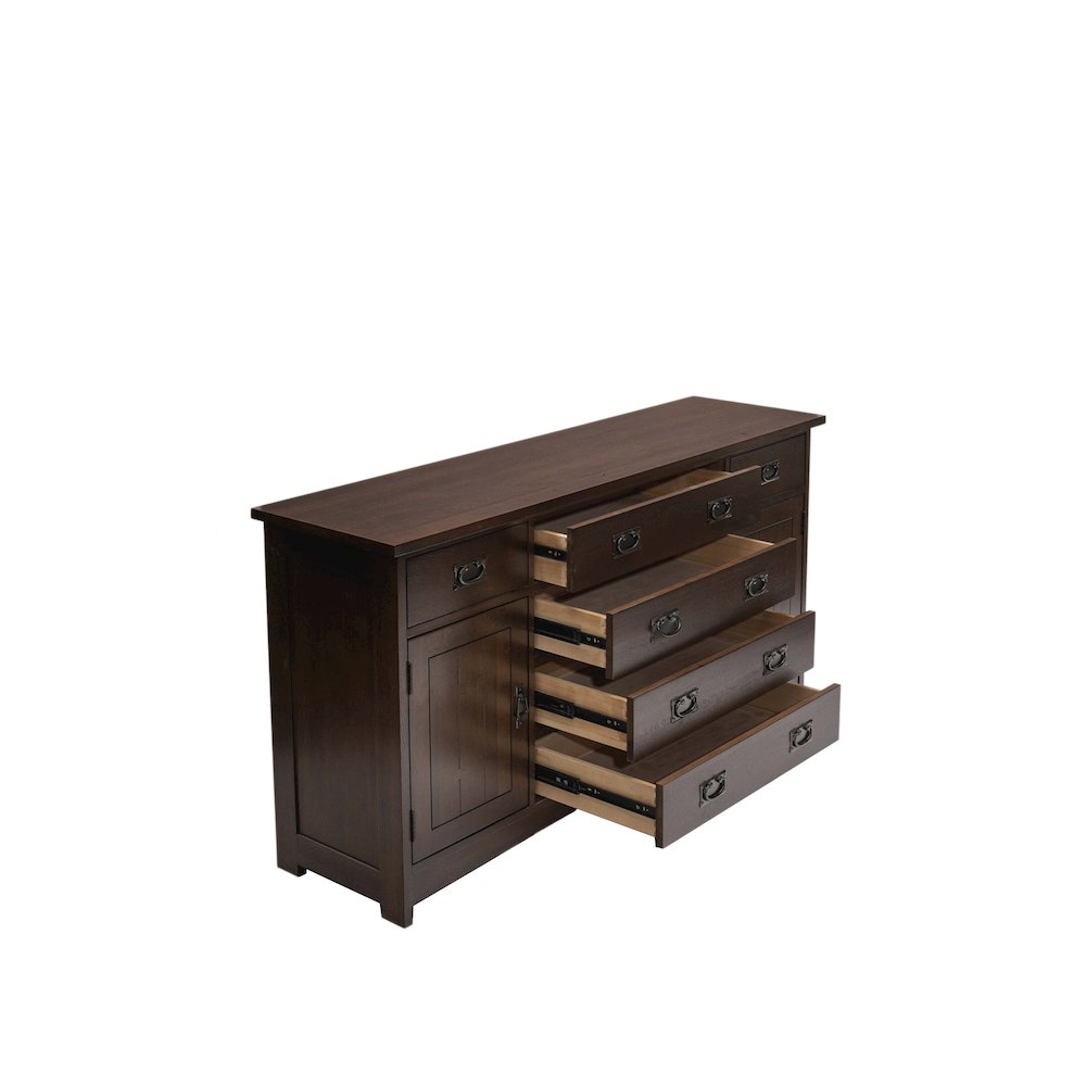 Mission Oak 6-Drawer 62" Sideboard - Walnut. Picture 6