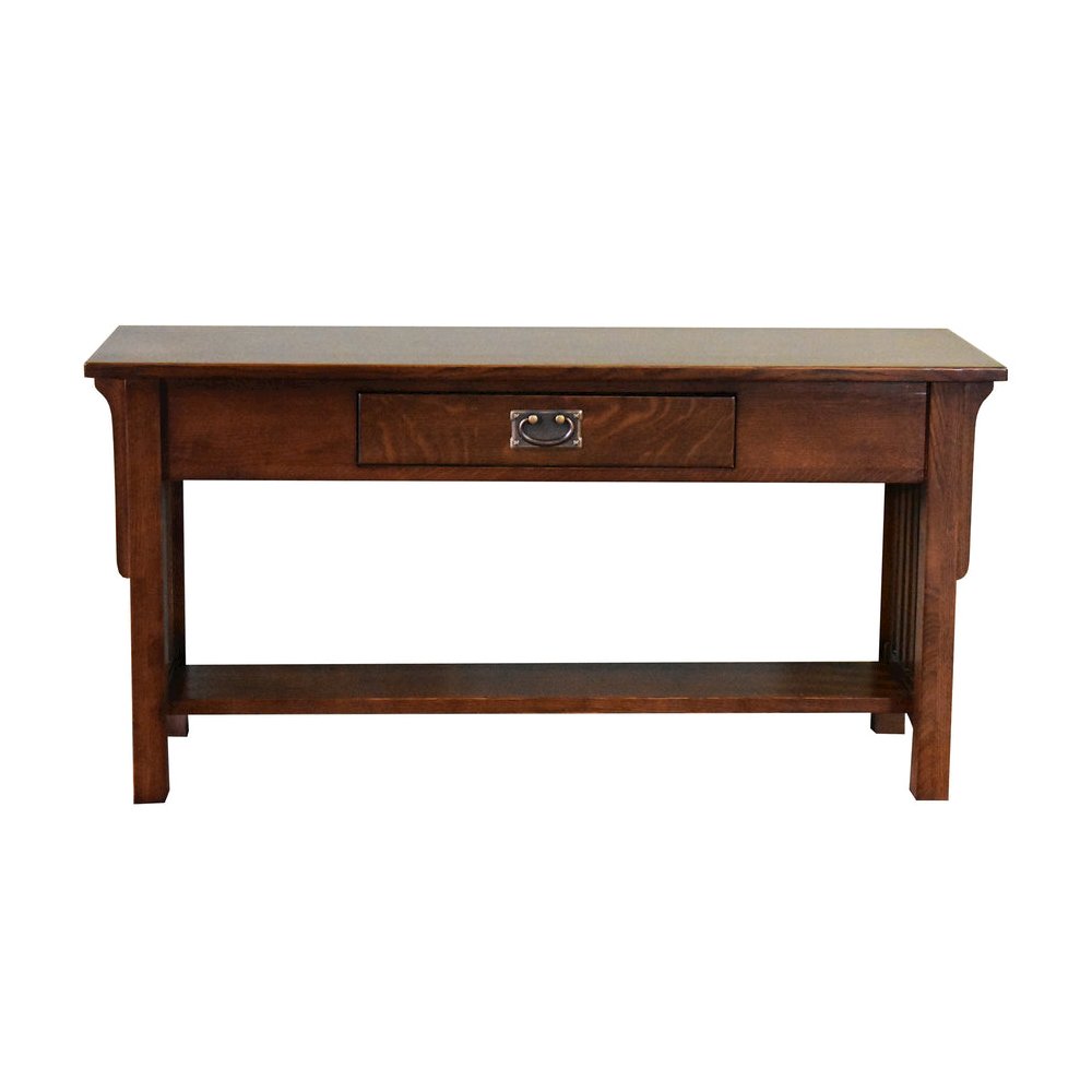 Mission 1 Drawer Crofter Style Console Table - Walnut Stain. Picture 2