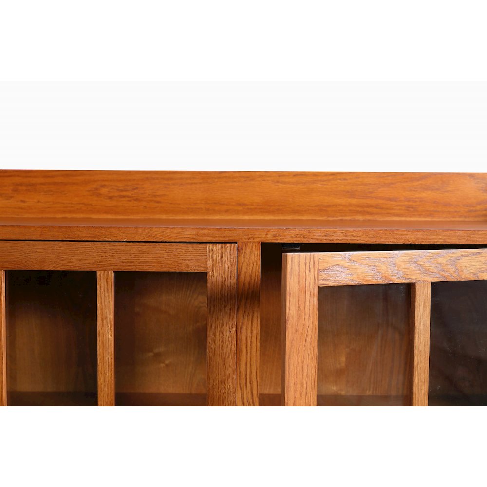 Mission Oak 2 Door Bookcase with Glass Doors - Michael's Cherry. Picture 4