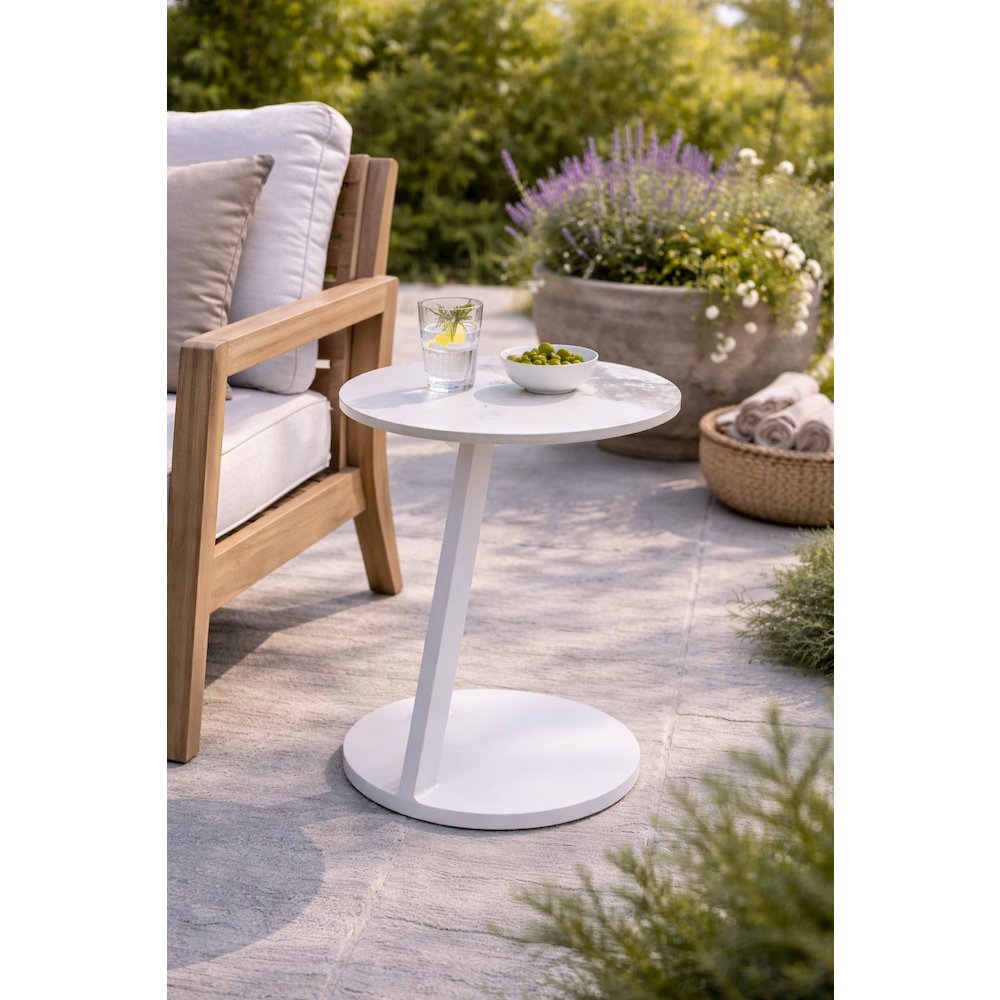 Serene Outdoor Modern Outdoor Side table - White. Picture 2