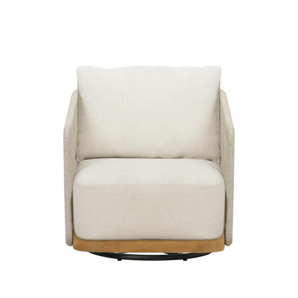 Alpine Teak Wood Modern Swivel Outdoor Arm Chair – Beige. Picture 1