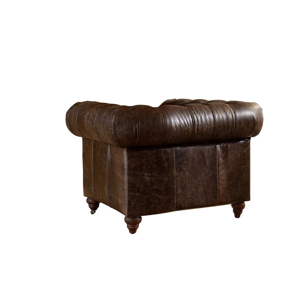 Century Chesterfield Arm Chair - Dark Brown Leather. Picture 3
