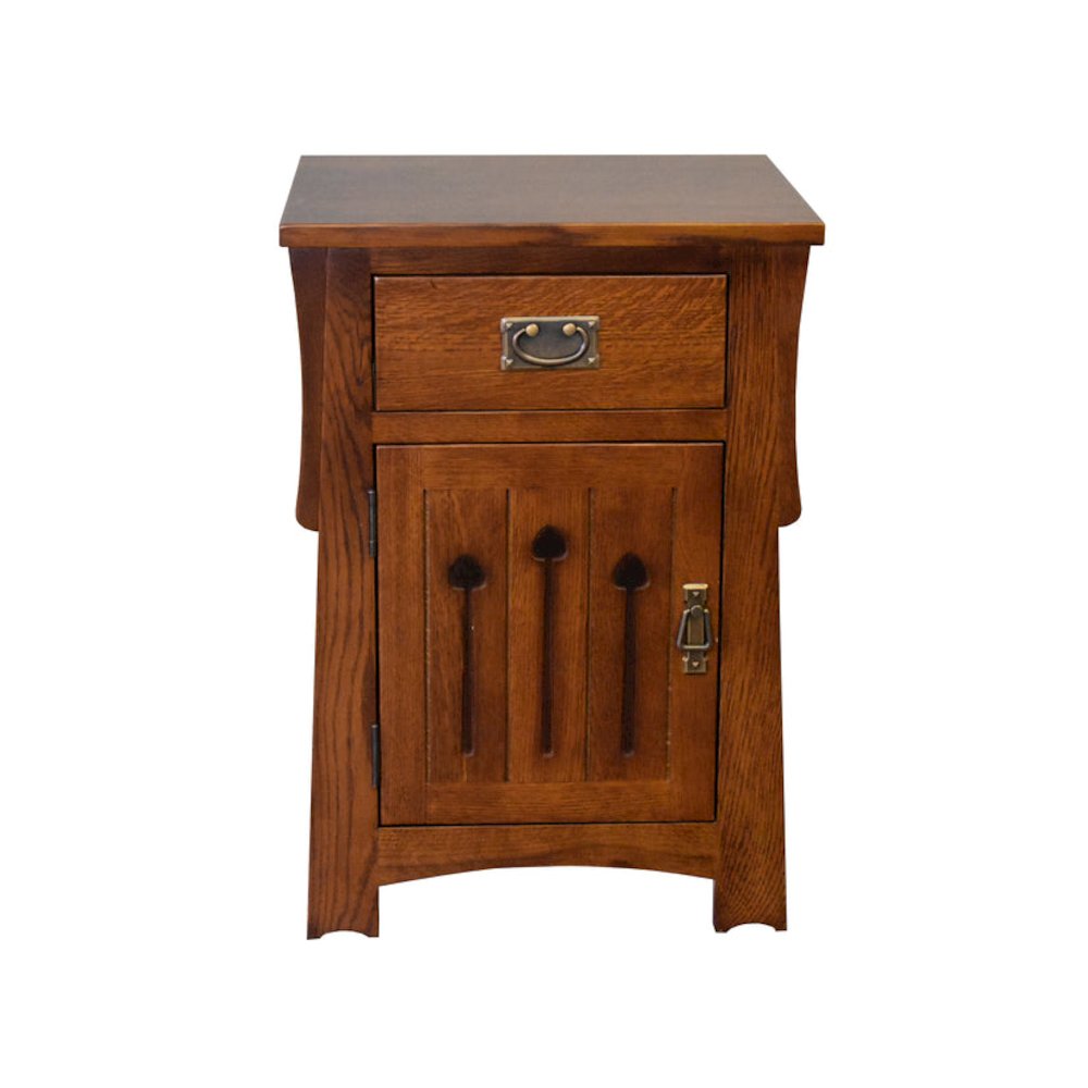 Mission Style Solid Quarter Sawn Oak Keyhole Nightstand. Picture 2