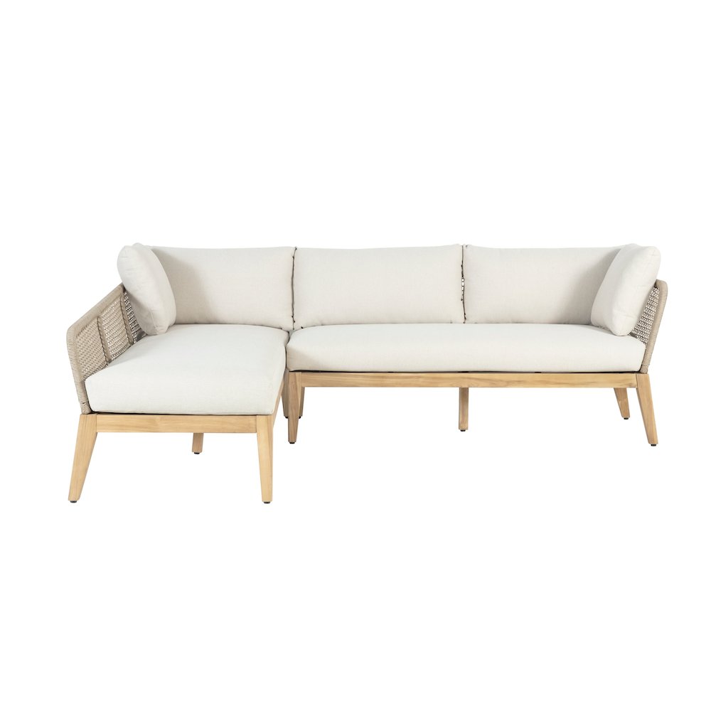 Cypress Teak Wood 2-piece Left Arm Chaise Outdoor Sectional - Beige. Picture 3