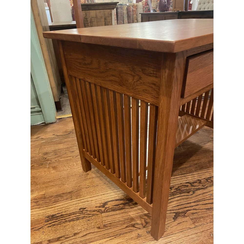 Mission / Arts And Crafts Solid Oak Writing Desk - 36 Inch - Michael's Cherry. Picture 2