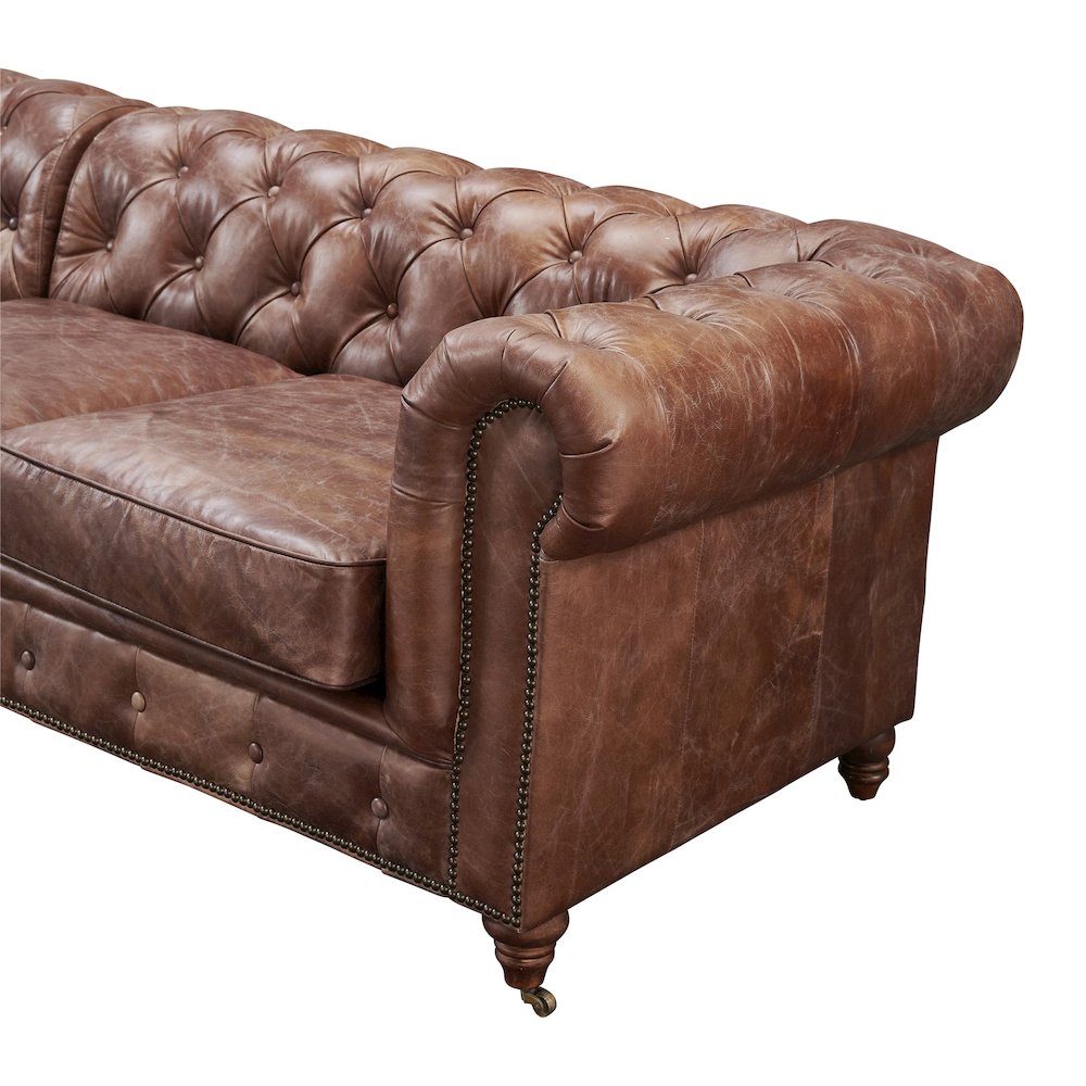 Century Chesterfield Sofa - Dark Brown Leather - 118". Picture 3