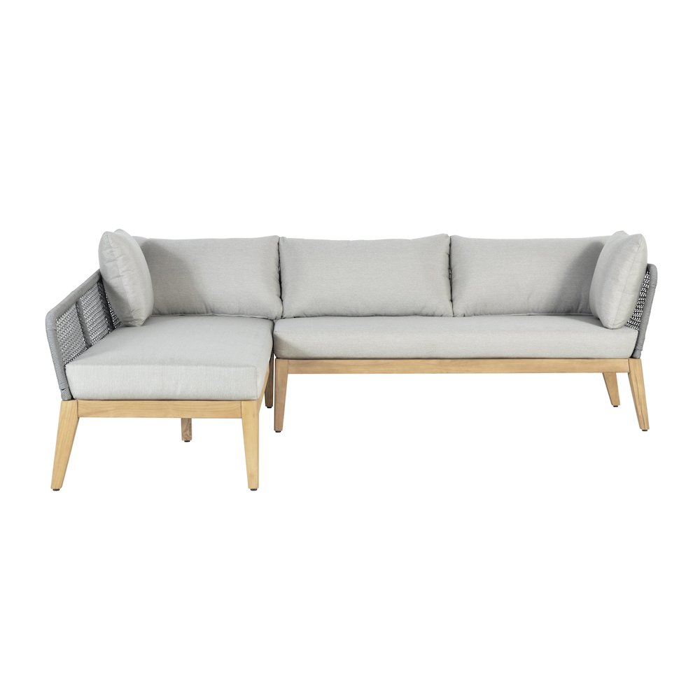Cypress Teak Wood 2-piece Left Arm Chaise Outdoor Sectional - Gray. Picture 3