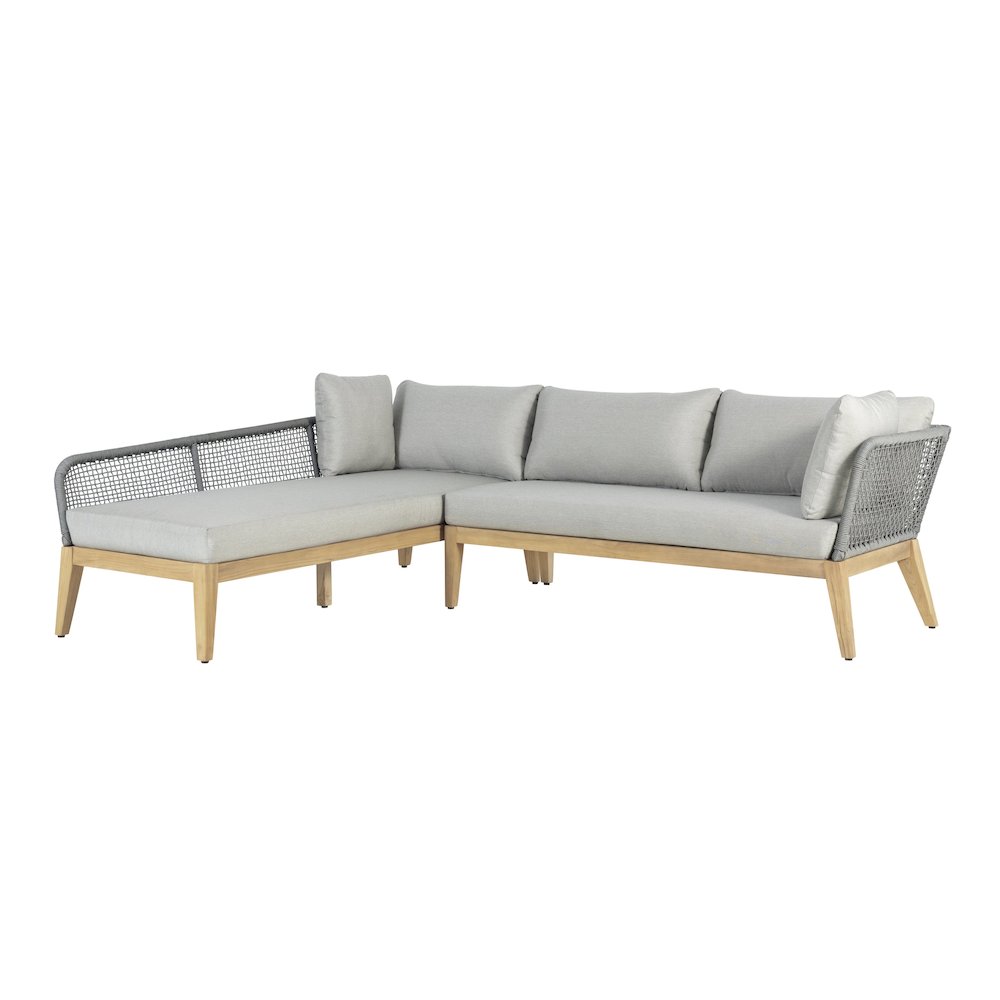 Cypress Teak Wood 2-piece Left Arm Chaise Outdoor Sectional - Gray. Picture 1