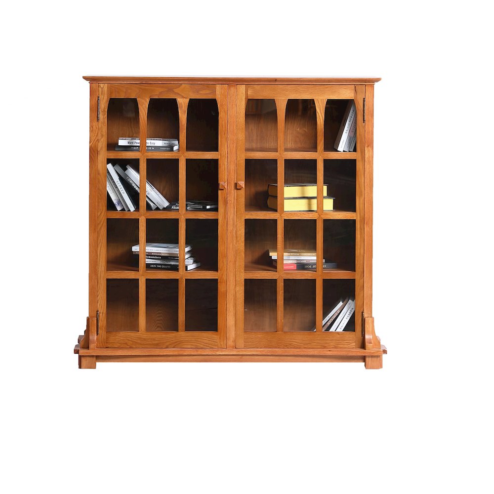 Mission Solid Oak Double Door Bookcase - Michael's Cherry. Picture 1