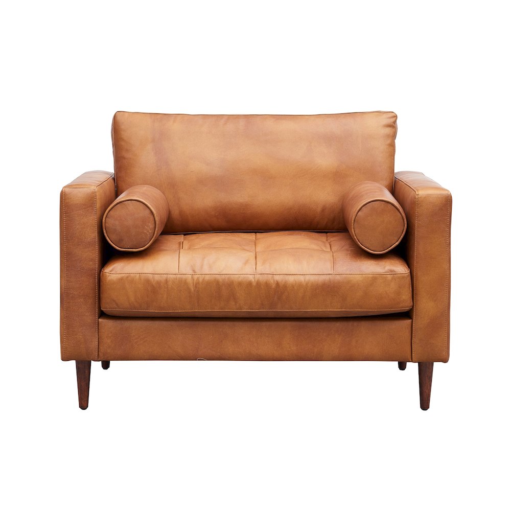 Alamo Top Grain Leather Arm Chair - Light Brown. Picture 1