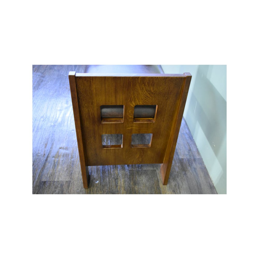 Mission Style Oak and Leather Foot Stool. Picture 3