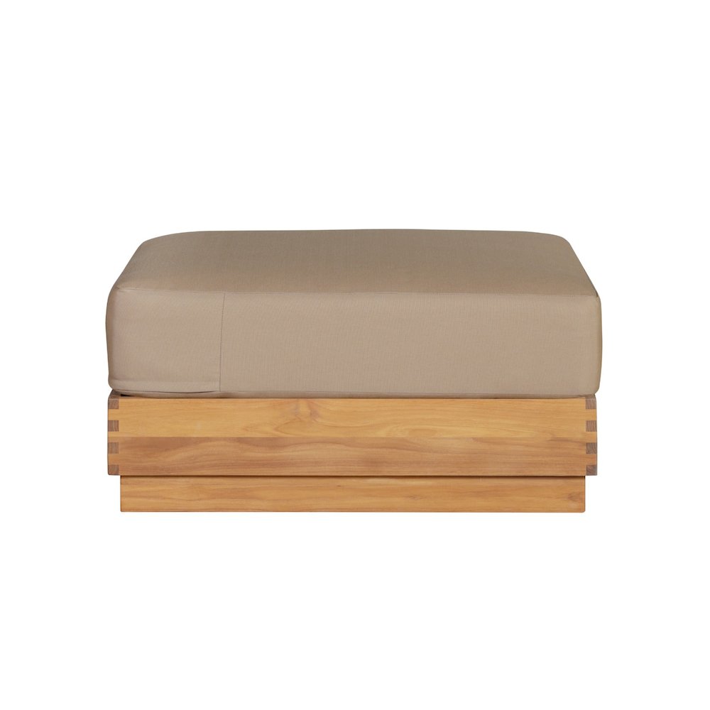Imperial Grove Outdoor Solid Teak Wood Ottoman Upholstered Cushion. Picture 1