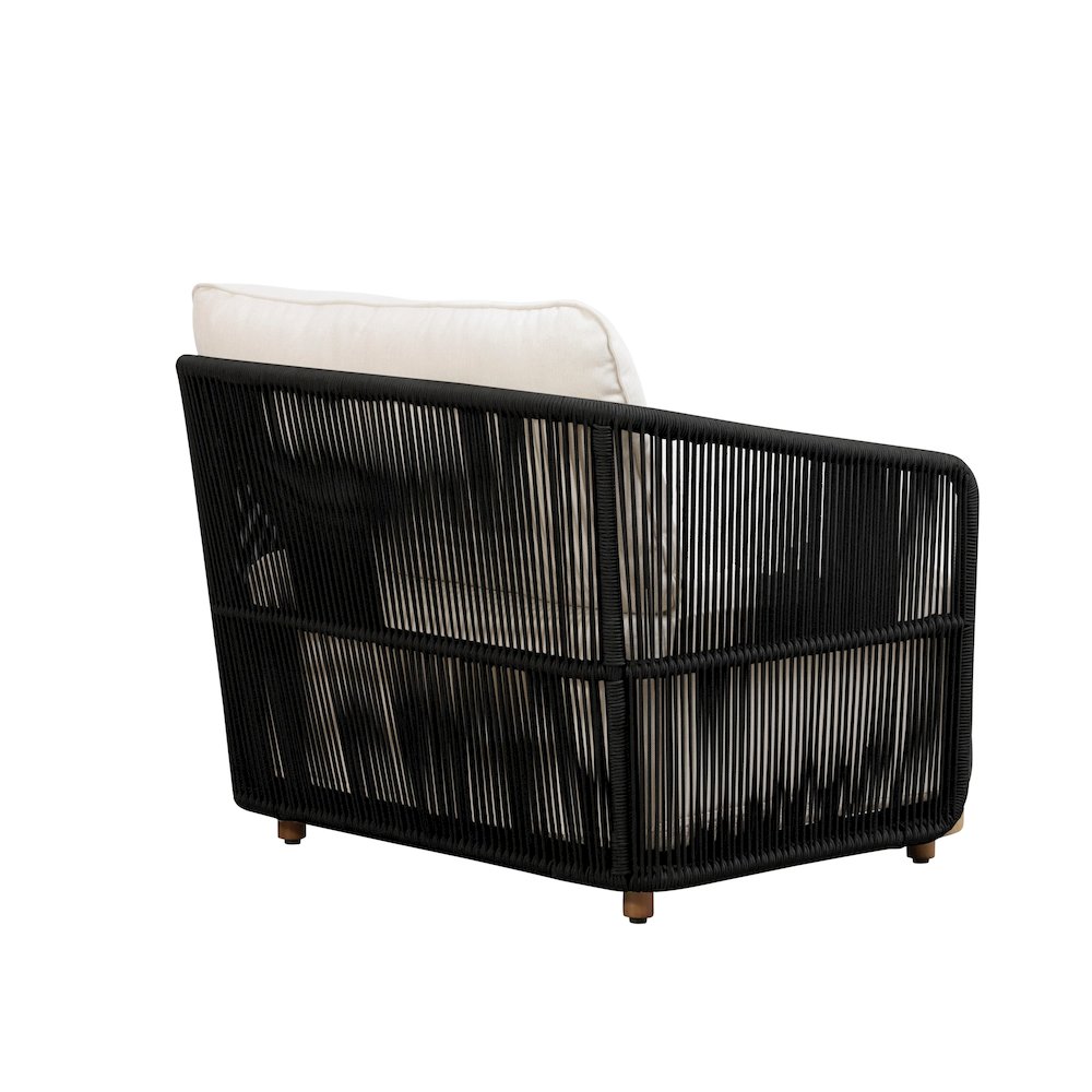Alpine Teak Wood Outdoor Arm Chair with Black Rope Design. Picture 2
