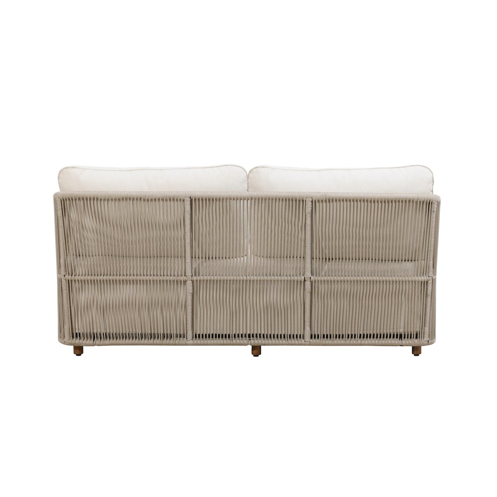Alpine Teak Wood Outdoor Loveseat with Gray Rope Design. Picture 6