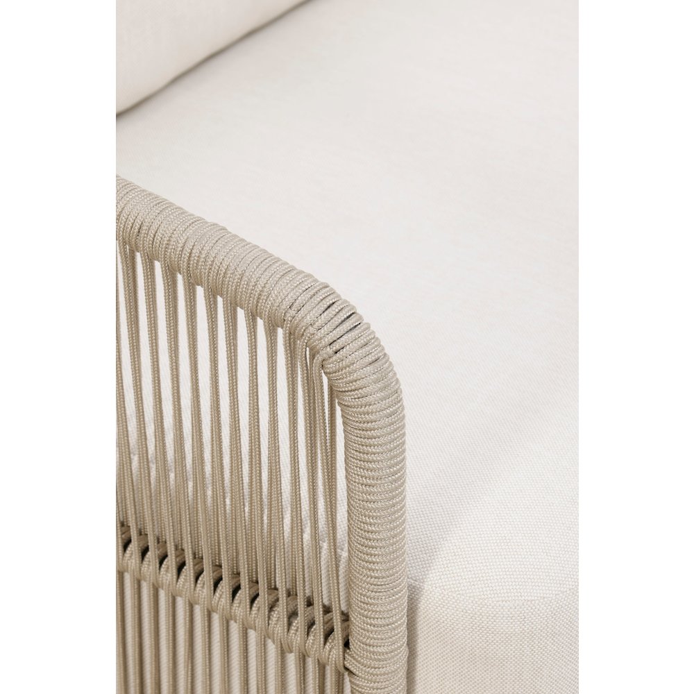 Alpine Teak Wood Outdoor Loveseat with Gray Rope Design. Picture 4