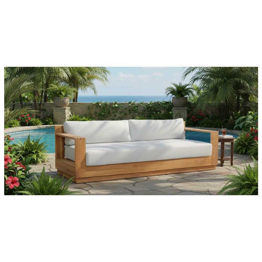 Imperial Grove Outdoor Solid Teak Wood Sofa - 84". Picture 4
