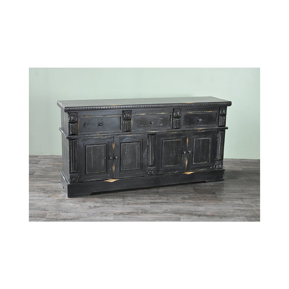 Eboni 4 Door / 3 Drawer Sideboard - Black - 72". Picture 2