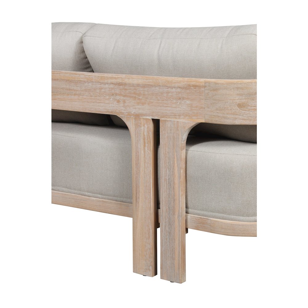 Paradiso Outdoor Solid Teak Wood Love seat Natural Look - Gray Fabric. Picture 5
